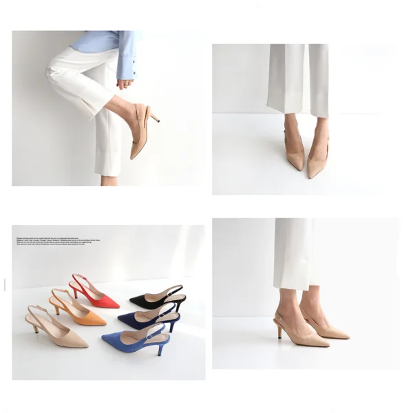 Schlicht Königliches Blau Büro OL Slingpumps Sandalen Damen 2020 Wildleder 10 cm Stilettos Spitzschuh Sandaletten