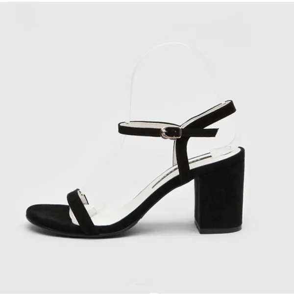 Schlicht Grün Büro OL Wildleder Sandalen Damen 2020 8 cm Thick Heels Peeptoes Sandaletten