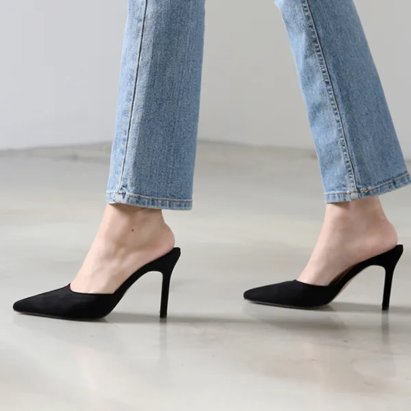 Chic / Beautiful Tan Summer Street Wear Womens Sandals 2020 Suede 10 cm Stiletto Heels Pointed Toe Sandals