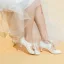 Schlicht Ivory / Creme Satin Spitze Brautschuhe 2021 Schleife 6 cm Stilettos Runde Zeh Hochzeit Pumps Hochhackige