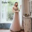 Modest / Simple Mint Green Bridesmaid Dresses 2021 A-Line / Princess Off-The-Shoulder Short Sleeve Backless Floor-Length / Long Wedding Party Dresses