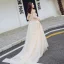 Charming Champagne Summer Prom Dresses 2018 Empire Spaghetti Straps Off-The-Shoulder Long Sleeve Chapel Train Ruffle Backless Formal Dresses