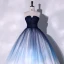 Elegant Gradient-Color Ocean Blue Prom Dresses 2022 Ball Gown Strapless Sleeveless Backless Floor-Length / Long Formal Dresses