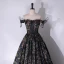 Bling Bling Multi-Colors Sequins Black Prom Dresses 2024 A-Line / Princess Off-The-Shoulder Sleeveless Backless Floor-Length / Long Prom Formal Dresses