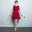 Chic / Beautiful Graduation Dresses 2017 Lace Scoop Neck 1/2 Sleeves Short Red A-Line / Princess