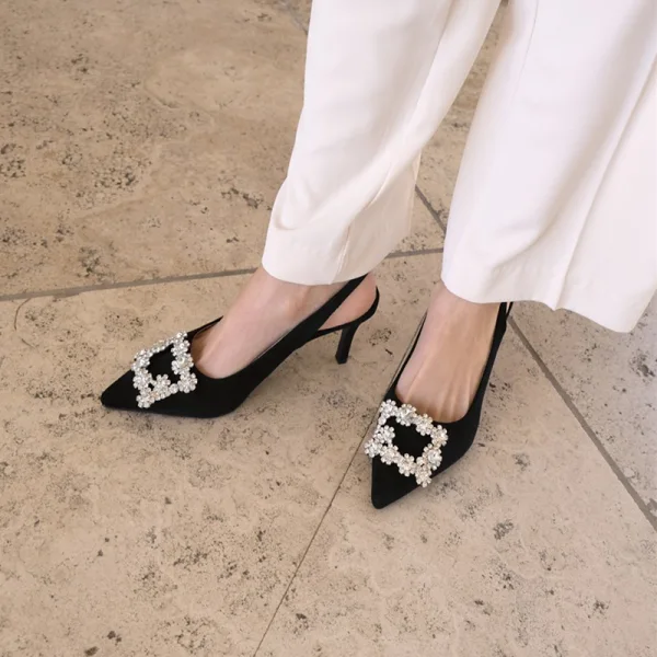 Chic / Beautiful Yellow Bridesmaid Slingbacks Womens Sandals 2020 Suede Rhinestone 10 cm Stiletto Heels Pointed Toe Sandals