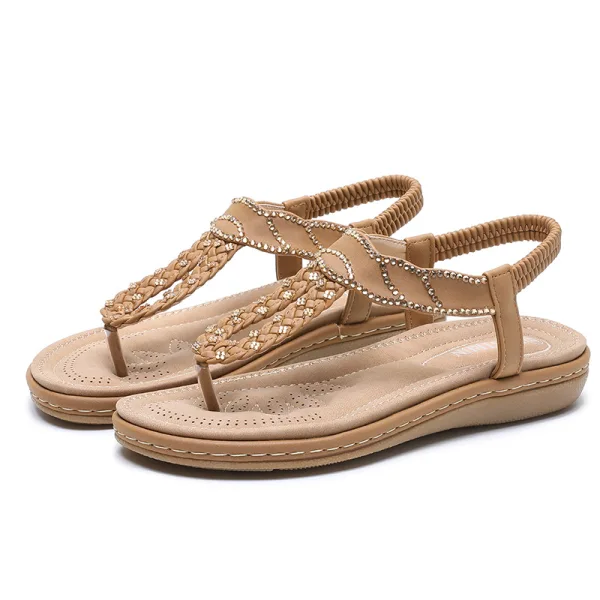 Piękne Czarne Plaża Płaskie Pantofle & Klapki 2020 Rhinestone Peep Toe Buty Damskie