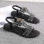 Bohemen Zilveren Zomer Straatkleding Rhinestone Pantoffel & Slippers 2020 Peep Toe Platte Damesschoenen