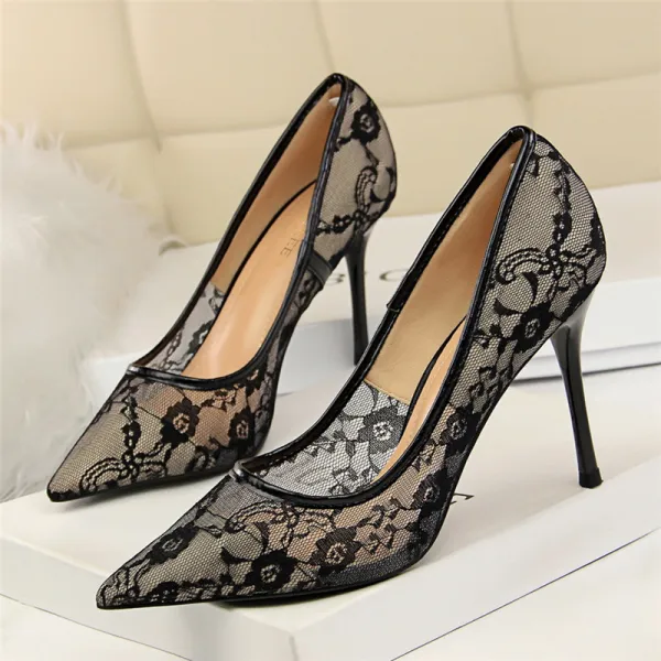 Fine Elfenben Brudesko 2018 Blonder 10 cm Stiletthæler Spisse Bryllup Pumps