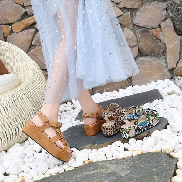 Bohemia Multi-Colors Street Wear Summer Womens Sandals 2020 5 cm Platform Open / Peep Toe Sandals