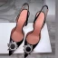 Charmant Ivoire Faux Diamant Slingbacks Chaussure De Mariée 2020 Cuir 8 cm Talons Aiguilles À Bout Pointu Mariage Sandales