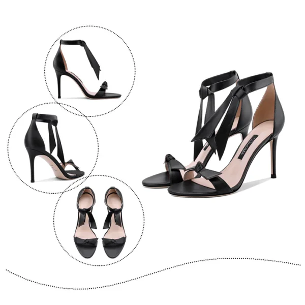 Sexy Ivoire Cocktail Sandales Femme 2020 Cuir Bride Cheville Noeud 10 cm Talons Aiguilles Peep Toes / Bout Ouvert Sandales