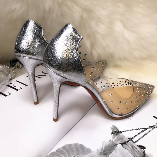 Sexy Gold Abend Strass Pumps 2020 10 cm Stilettos Spitzschuh Pumps