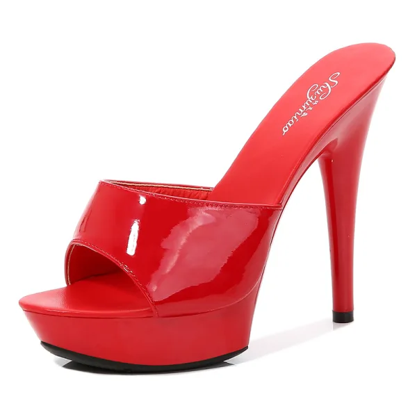 Schlicht Gelb Strassenmode Sandalen Damen 2020 13 cm Stilettos Peeptoes Sandaletten