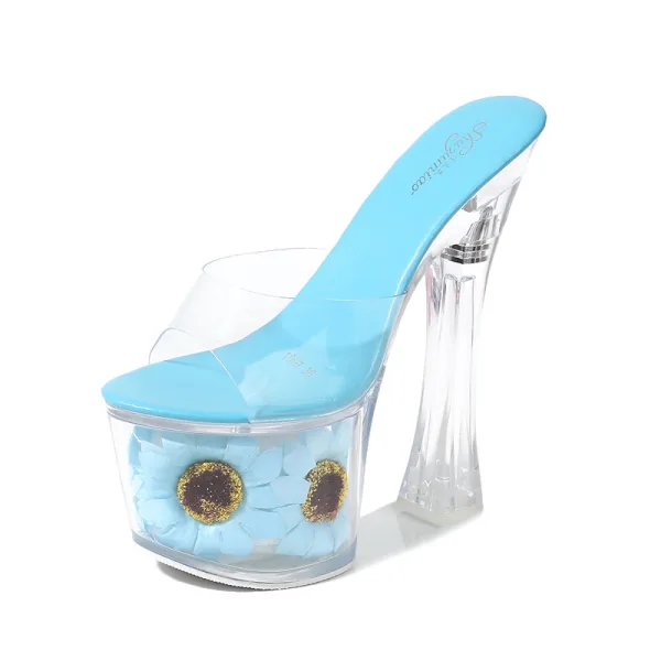 Chic / Beautiful White Summer Outdoor / Garden Crystal Womens Sandals 2020 17 cm Thick Heels Open / Peep Toe Sandals