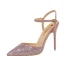 Glitzernden Rosa Abend Sandalen Damen Strass 2020 Knöchelriemen 10 cm Stilettos Spitzschuh Sandaletten