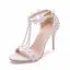 Chic / Beautiful Ivory Prom Womens Sandals 2020 Ankle Strap Lace Flower Pearl T-Strap 9 cm Stiletto Heels Open / Peep Toe Sandals