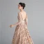 Sparkly Dark Green Sequins Evening Dresses  Prom Dresses 2021 A-Line / Princess Sash Scoop Neck Long Sleeve Backless Floor-Length / Long Evening Party Prom Formal Dresses