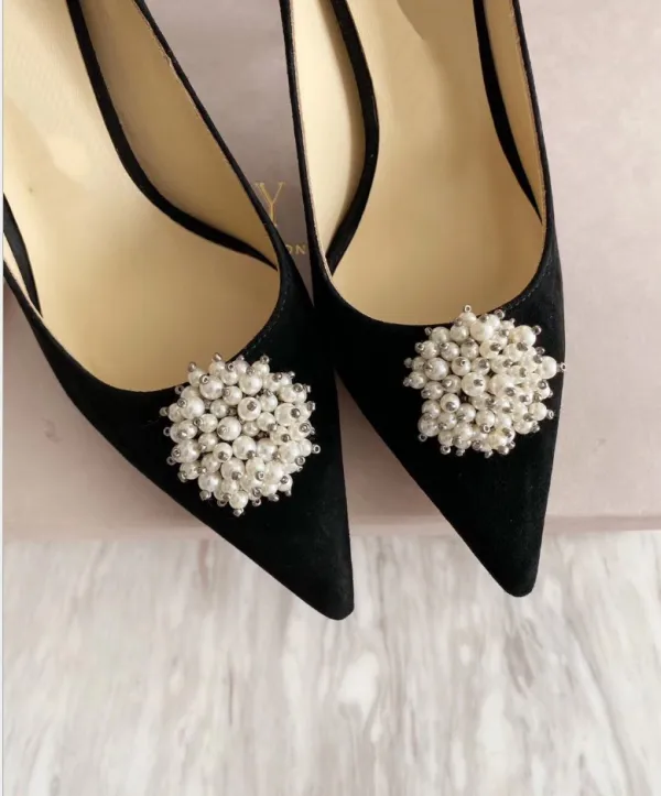 Eleganta Mocka Pärla Hall Pumps 2020 10 cm Stilettklackar Spetsiga Pumps