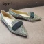 Sparkly Gradient-Color Prom Flat Womens Shoes 2020 Sequins Bow Pointed Toe Heels