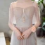 Modern / Fashion Blushing Pink Lace Flower Bridesmaid Dresses 2021 A-Line / Princess Scoop Neck Short Sleeve Backless Floor-Length / Long Bridesmaid Wedding Party Dresses