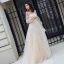 Charming Champagne Summer Prom Dresses 2018 Empire Spaghetti Straps Off-The-Shoulder Long Sleeve Chapel Train Ruffle Backless Formal Dresses