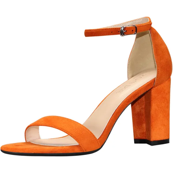 Sexy Noire Vêtement de rue Daim Sandales Femme 2020 Bride Cheville 8 cm Talons Épais À Bout Pointu Sandales