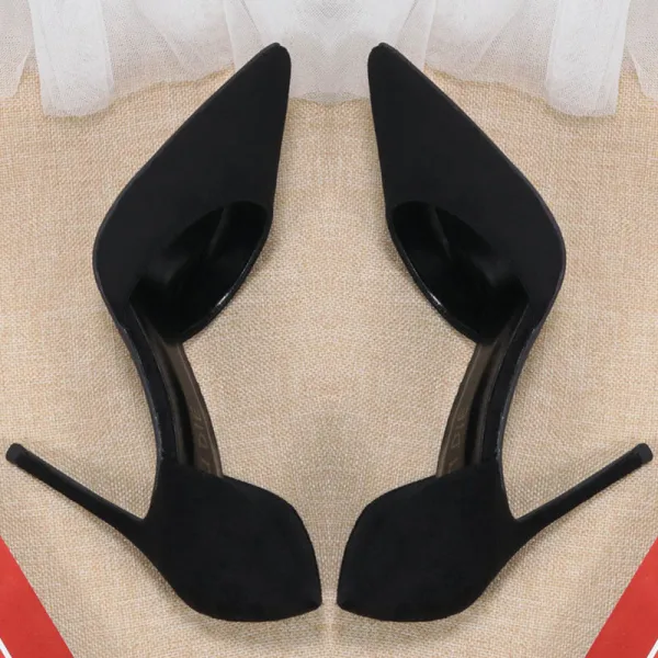 Elegant Black Suede Evening Party Womens Shoes 2020 10 cm Stiletto Heels Pointed Toe High Heels