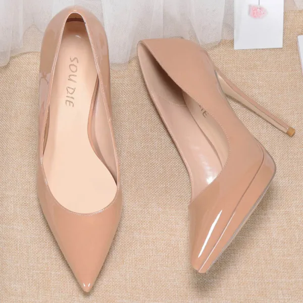 Schöne Weiß Ball 2020 Pumps Lackleder 12 cm Stilettos Spitzschuh Pumps