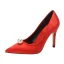 Chic / Beautiful Satin Red Pearl Wedding Shoes 2020 Leather 9 cm Stiletto Heels Pointed Toe Wedding Pumps