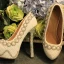 Sexy Ivory Pearl Rhinestone Wedding Shoes 2020 Leather Waterproof 14 cm Stiletto Heels Round Toe Wedding Pumps