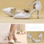 Sexy Ivoire En Dentelle Fleur Chaussure De Mariée 2020 Faux Diamant Bride Cheville Paillettes 8 cm Talons Aiguilles À Bout Pointu Mariage Talons