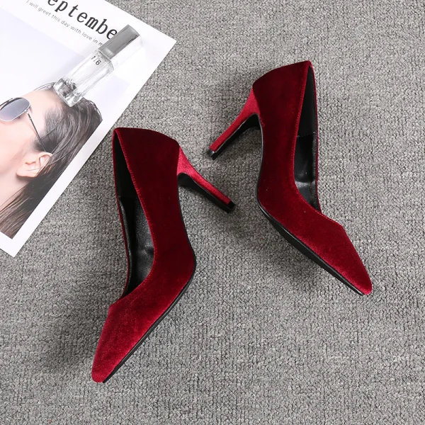 Elegant Pageant Suede Dark Green Pumps 2021 Leather High Heels 8 cm Stiletto Heels Pointed Toe Pumps