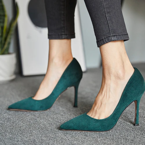 Modest / Simple Burgundy Office OL Suede Pumps 2021 10 cm Stiletto Heels Pointed Toe High Heels