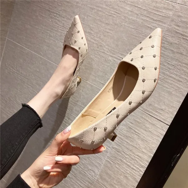Mode Beige Datierung Strass Pumps 2021 5 cm Stilettos Spitzschuh Hochhackige Pumps