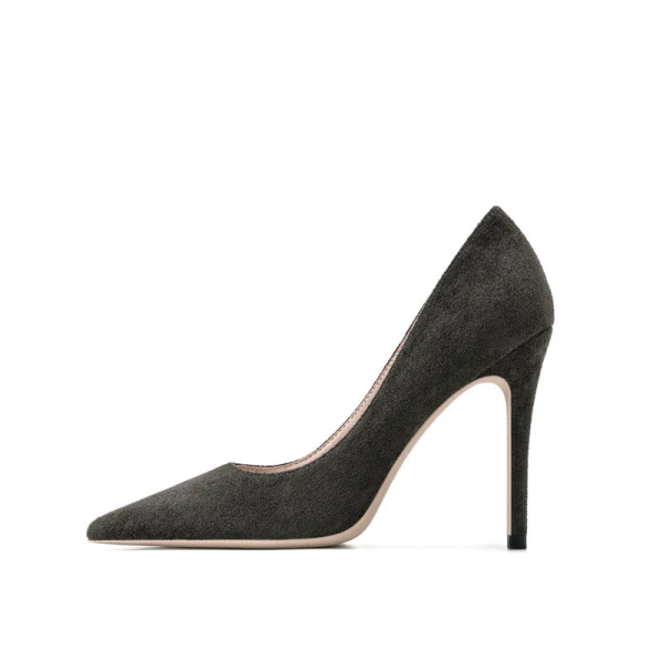 Schöne Burgunderrot Abend Leder Wildleder Pumps 2021 10 cm Stilettos Hochhackige Spitzschuh Pumps