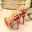 Sparkly Fashion Red Pearl Rhinestone Wedding Shoes 2021 Leather 14 cm Stiletto Heels Pointed Toe Wedding Pumps High Heels