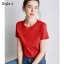 Simple OL Désinvolte Lavande Ordinaire T-Shirts 2021 Encolure Dégagée Coton Manches Courtes Hauts pour Femmes T-shirt