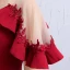 Élégant Bordeaux Transparentes Robe De Soirée 2018 Trompette / Sirène Encolure Dégagée Manches Courtes Appliques En Dentelle Perle Longue Volants Robe De Ceremonie