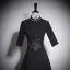 Vintage / Retro Black Rhinestone Lace Flower Prom Dresses 2023 A-Line / Princess High Neck 1/2 Sleeves Floor-Length / Long Prom Formal Dresses