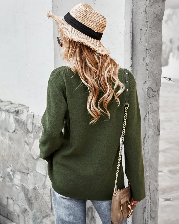 Sexy Fall Winter Beige Street Wear Sweaters 2021 Cotton V-Neck Regular Long Sleeve Women Tops