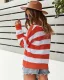 Mode Tomber Hiver Vêtement de rue Orange Rayé Chandails 2021 Coton Encolure Dégagée Manches Longues Ample Femme Hauts