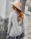 Modest / Simple Casual Beige Knitting Loose Coats & Jackets 2021 Scoop Neck Buttons Long Sleeve Women Tops