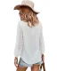 Fashion Spring Summer Blushing Pink Resort Wear Blouses 2021 V-Neck Long Sleeve Loose Women Tops