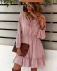 Chic / Beautiful Fall Winter Casual Dark Green Regular Women Dresses 2021 V-Neck Long Sleeve