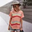 Fashion Spring Summer Candy Pink Street Wear Multi-Colors Striped T-Shirts 2021 Cotton Scoop Neck Loose Short Sleeve Women Tops