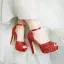 Sexy Silber Abend Pailletten Sandalen Damen 2021 Knöchelriemen 12 cm Thick Heels Peeptoes Sandaletten Hochhackige