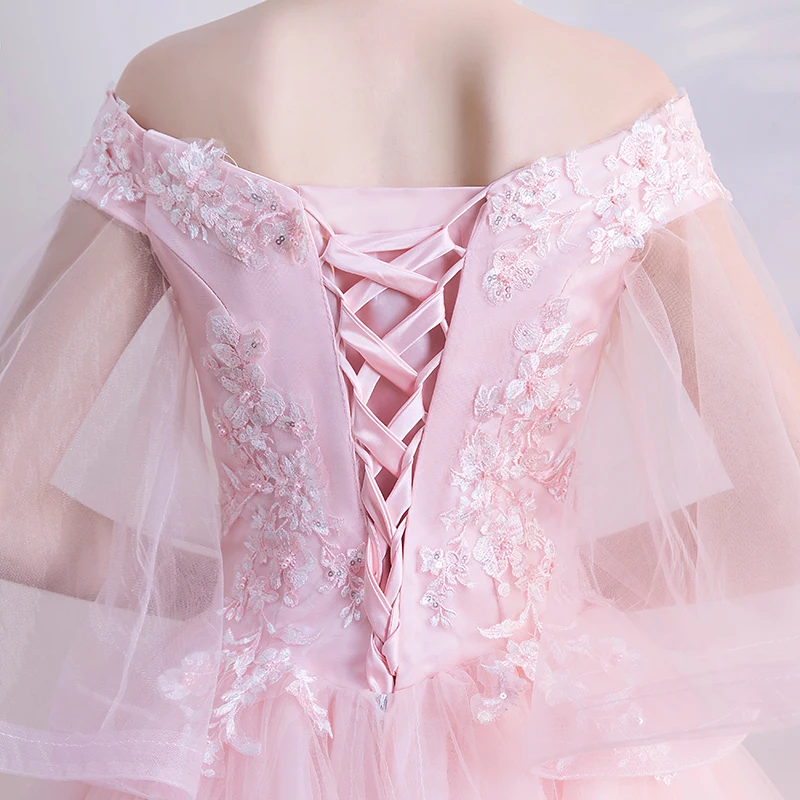Chic Beautiful Candy Pink Puffy Prom Dresses 2018 Ball Gown Lace Appliques Sequins 1/2