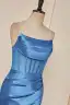 Glamourös Meerjungfrau Meeresblau Gespaltete Front Ballkleider 2024 Rüschen Satin Spaghettiträger Ärmellos Reißverschluss Festliche Kleider Sweep / Pinsel Zug
