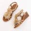 Roman Beige Lace Flower Beach Womens Sandals 2021 5 cm Wedges Open / Peep Toe Sandals High Heels